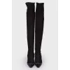 Suede boots with leather toecap