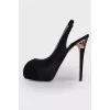Suede high heel sandals