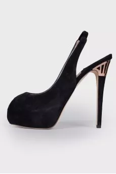 Suede high heel sandals