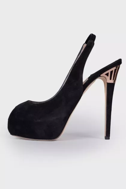Suede high heel sandals