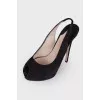 Suede high heel sandals