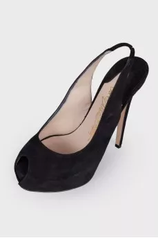 Suede high heel sandals