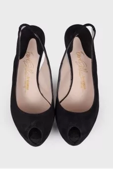 Suede high heel sandals
