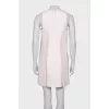 Wool dress with leather pockets