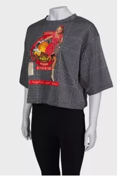 Printed plaid T-shirt