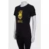 T-shirt with print and eyelets