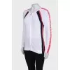 White cardigan with contrast stripes