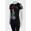 Black T-shirt with rhinestone appliqué