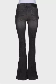 Flared printed jeans with tag 