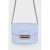 Leather bag with silver strap