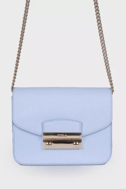 Leather bag with silver strap