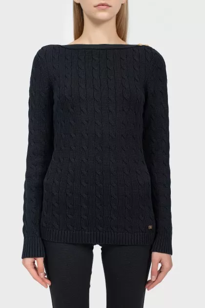 Cotton knit sweater with pattern