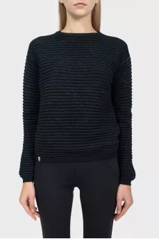 Чорний светр із поперечним плетінням