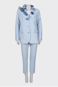 Blue suit with flowers