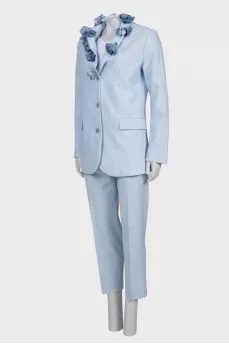 Blue suit with flowers