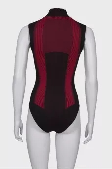 Combination color bodysuit with zipper