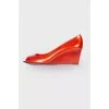 Orange shoes with open toecap