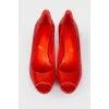 Orange shoes with open toecap