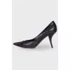 Black python leather shoes