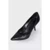 Black python leather shoes