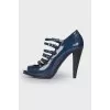 Leather blue sandals with straps