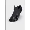 Black leather sandals with zip