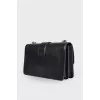 Leather black bag on a chain