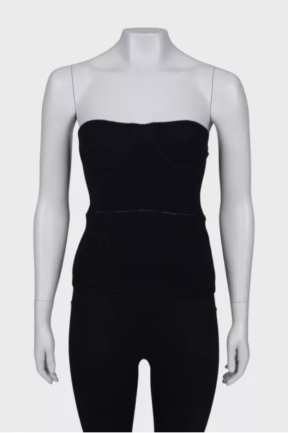 Wool top with imitation corset