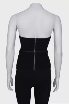 Wool top with imitation corset
