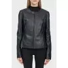 Black leather jacket with lace lining