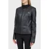 Black leather jacket with lace lining
