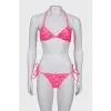 Pink printed swimsuit with tag 