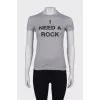 Cotton gray printed T-shirt