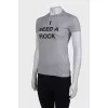 Cotton gray printed T-shirt