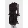 Printed silk black dress