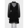 Black translucent dress with ruffles