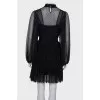 Black translucent dress with ruffles