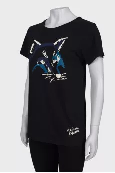 Black printed T-shirt