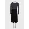 Dress with split pleated skirt