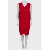 Red V-neck dress