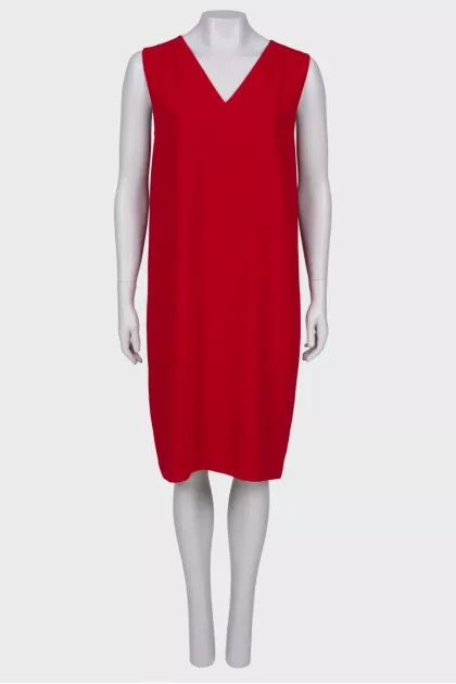 Red V-neck dress