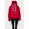 Red cropped down jacket
