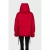 Red cropped down jacket