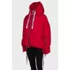 Red cropped down jacket