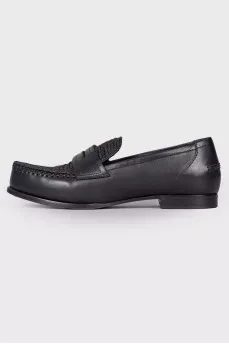 Black leather loafers