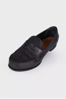 Black leather loafers