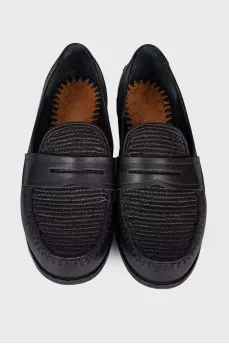 Black leather loafers
