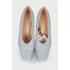 Blue leather shoes with tag