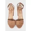Suede sandals with golden rhinestones