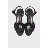 Black suede sandals with bow